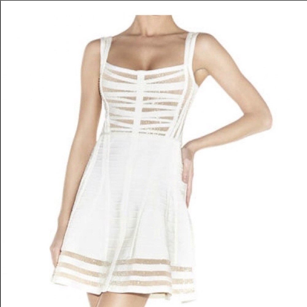 Herve Ledger white beaded dress with glass beads